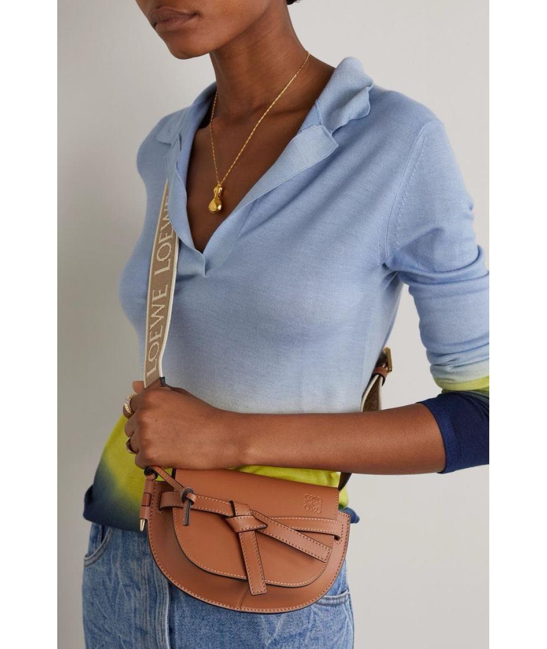 LOEWE Коричневая кожаная сумка через плечо, фото 5