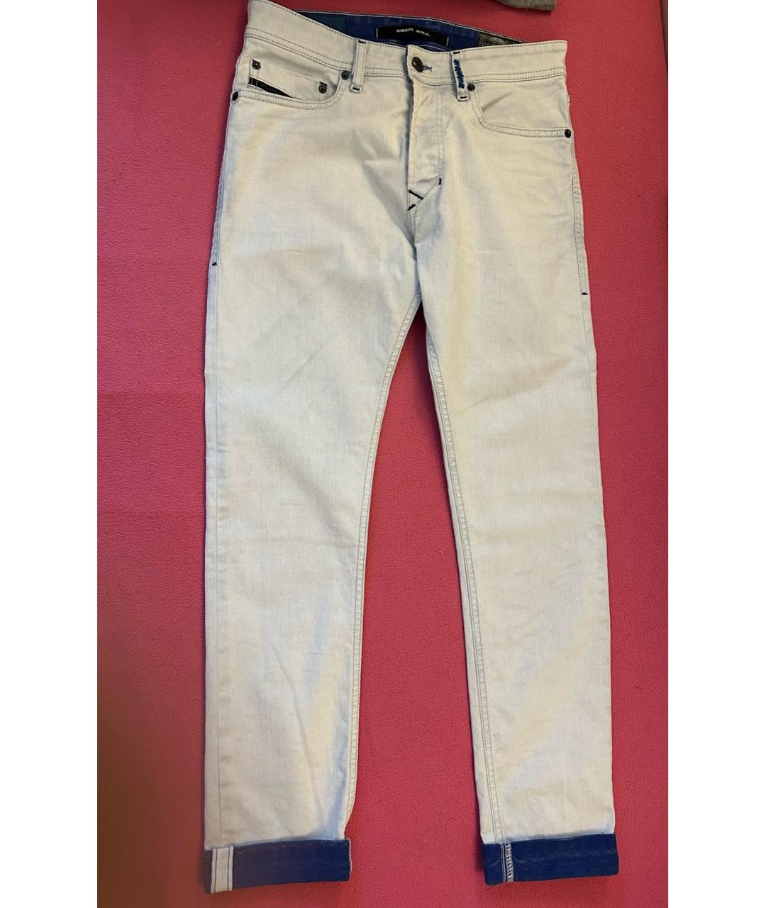 DIESEL Голубые хлопко-эластановые джинсы скинни, фото 5