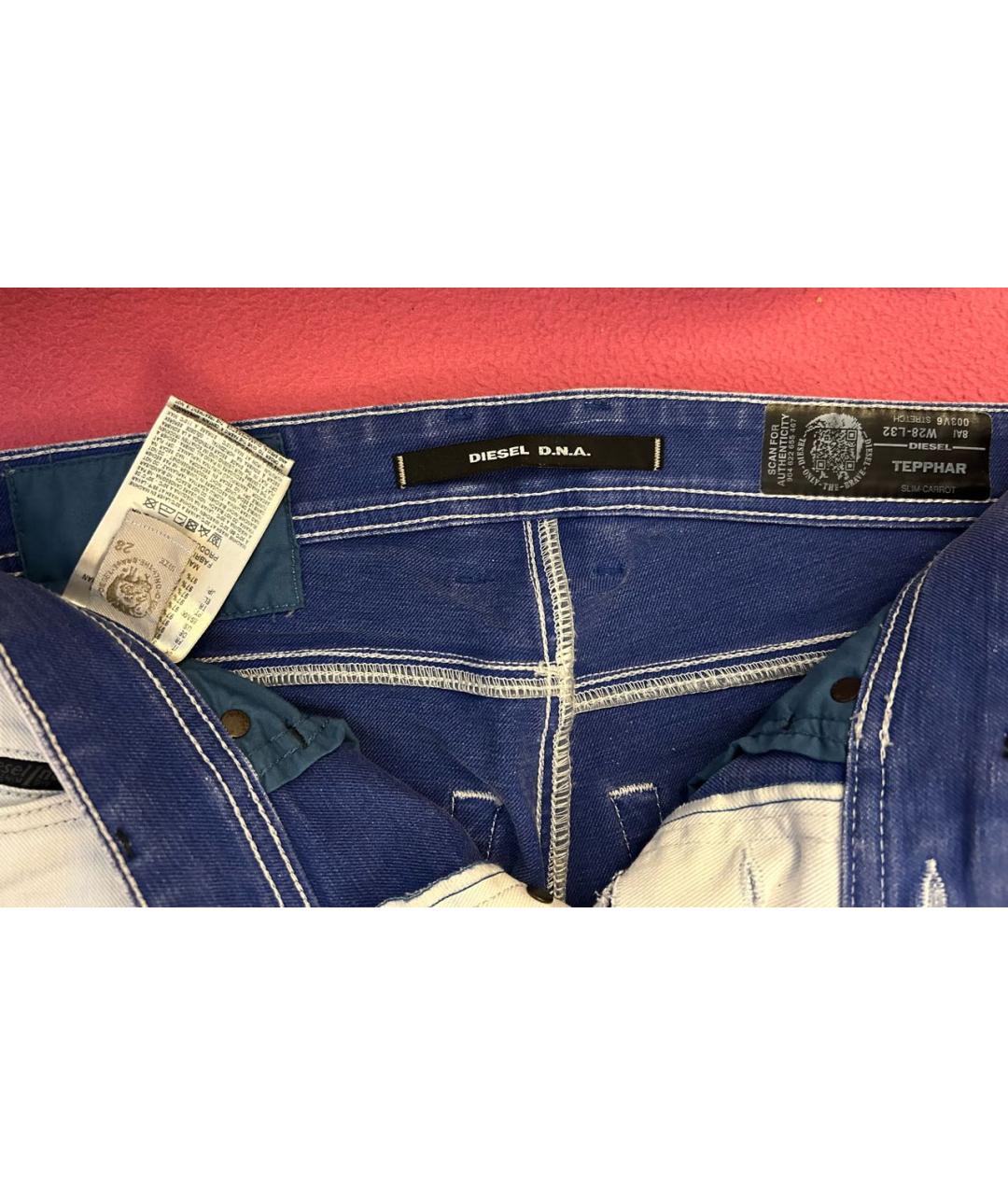 DIESEL Голубые хлопко-эластановые джинсы скинни, фото 3