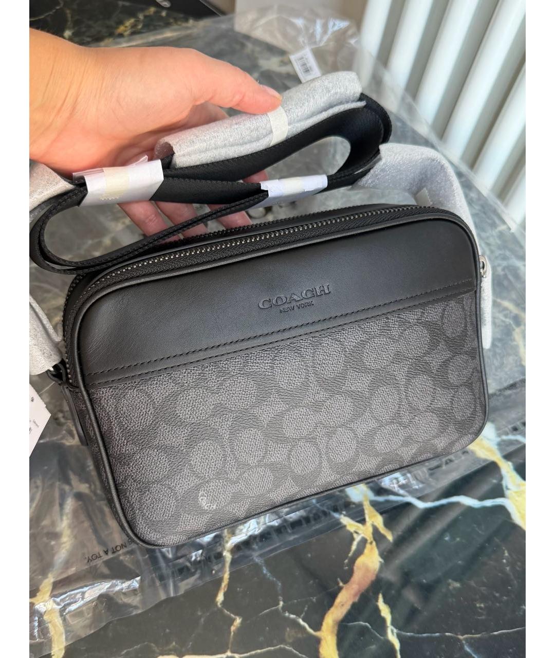 COACH Черная кожаная сумка на плечо, фото 2