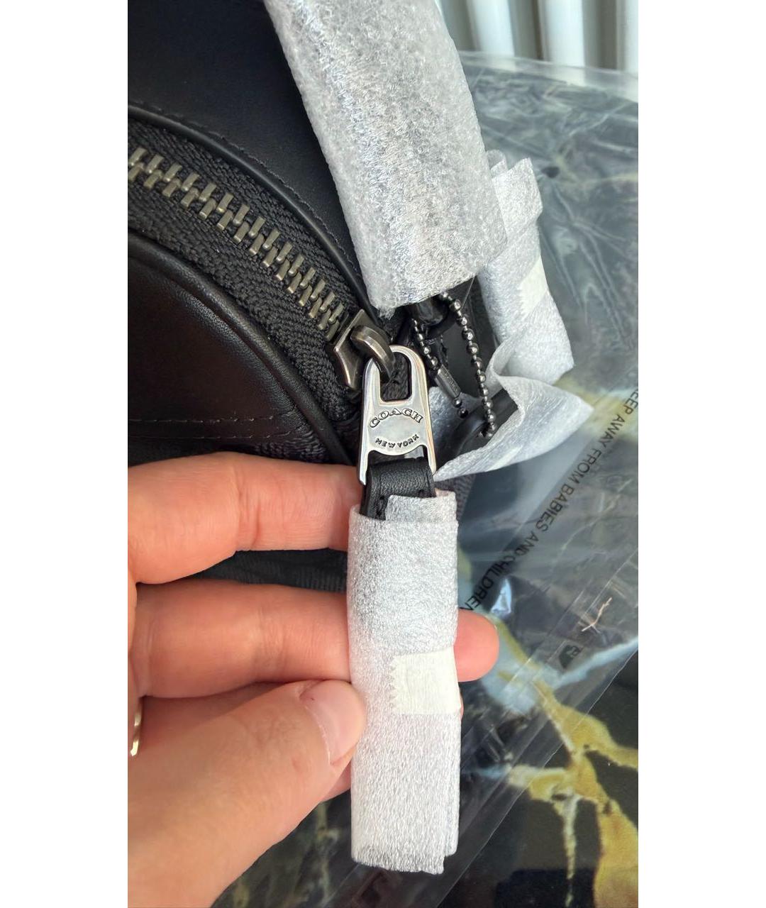 COACH Черная кожаная сумка на плечо, фото 6