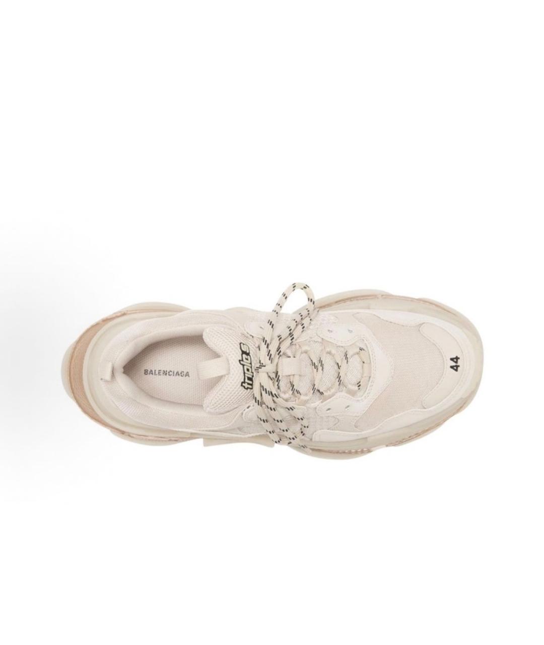 BALENCIAGA Бежевые кожаные низкие кроссовки / кеды, фото 2