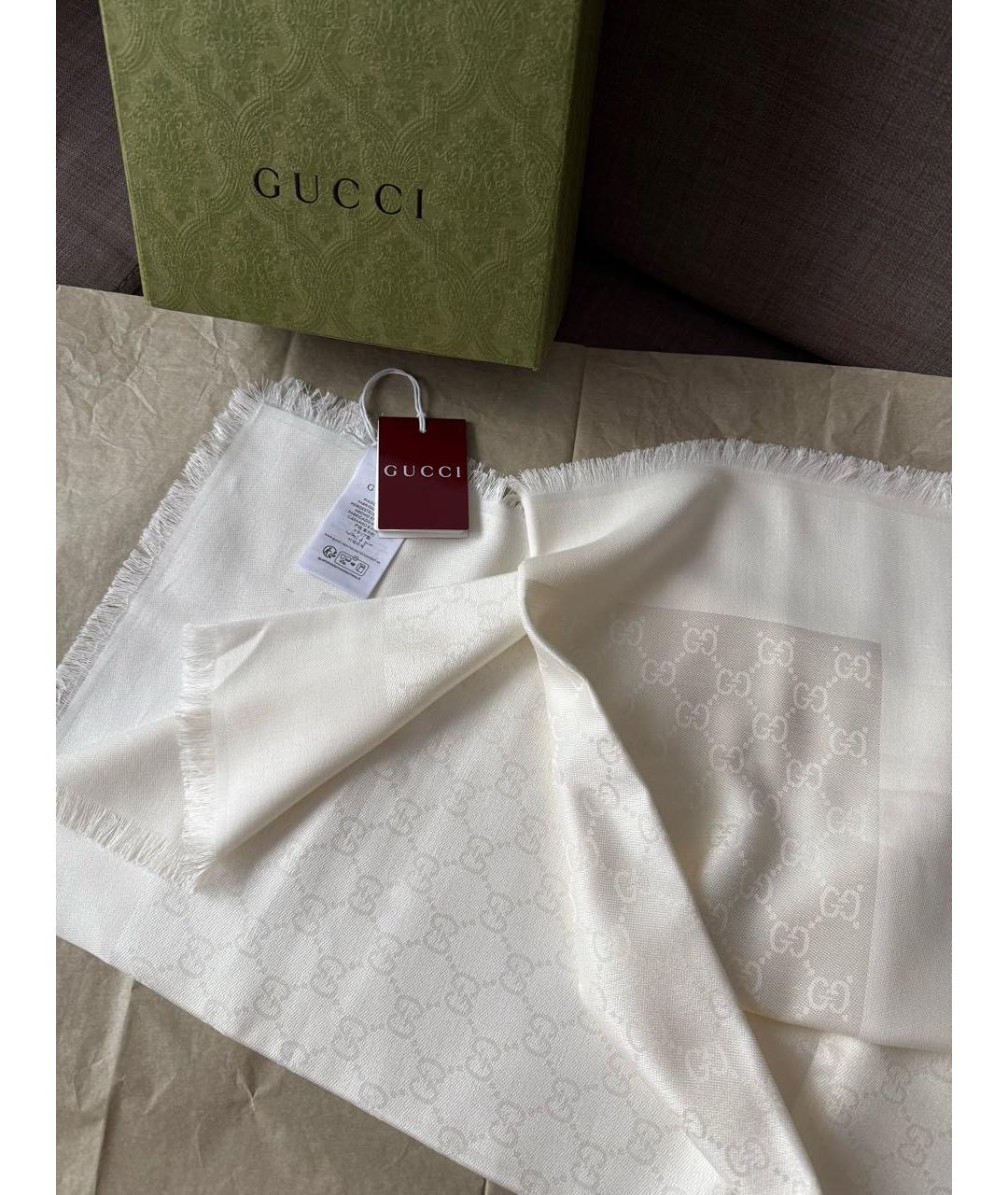 GUCCI Белый хлопковый платок, фото 2