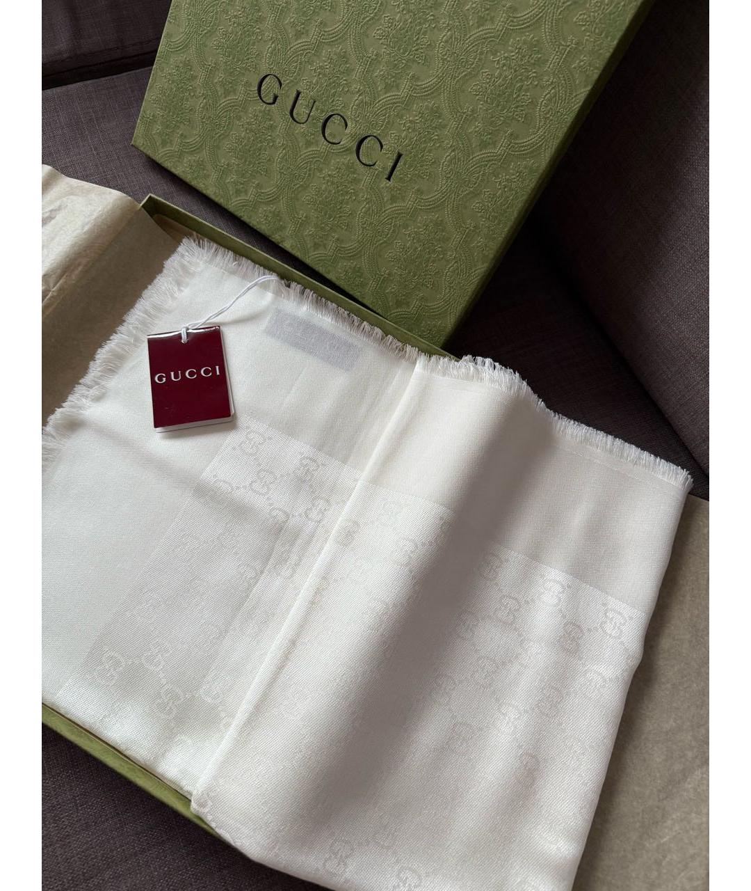 GUCCI Белый хлопковый платок, фото 5