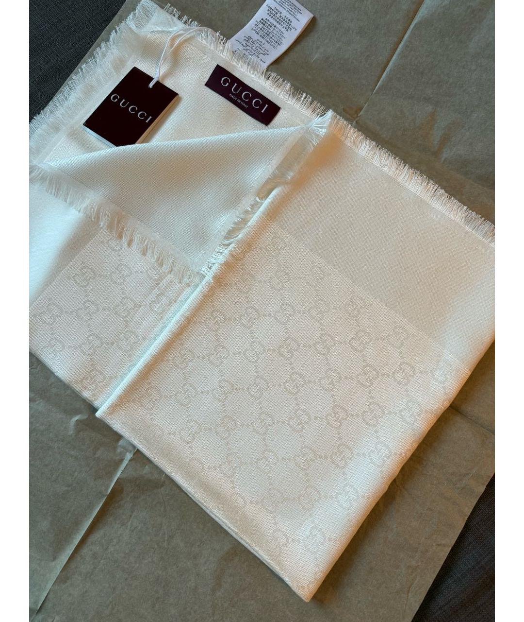 GUCCI Белый хлопковый платок, фото 6