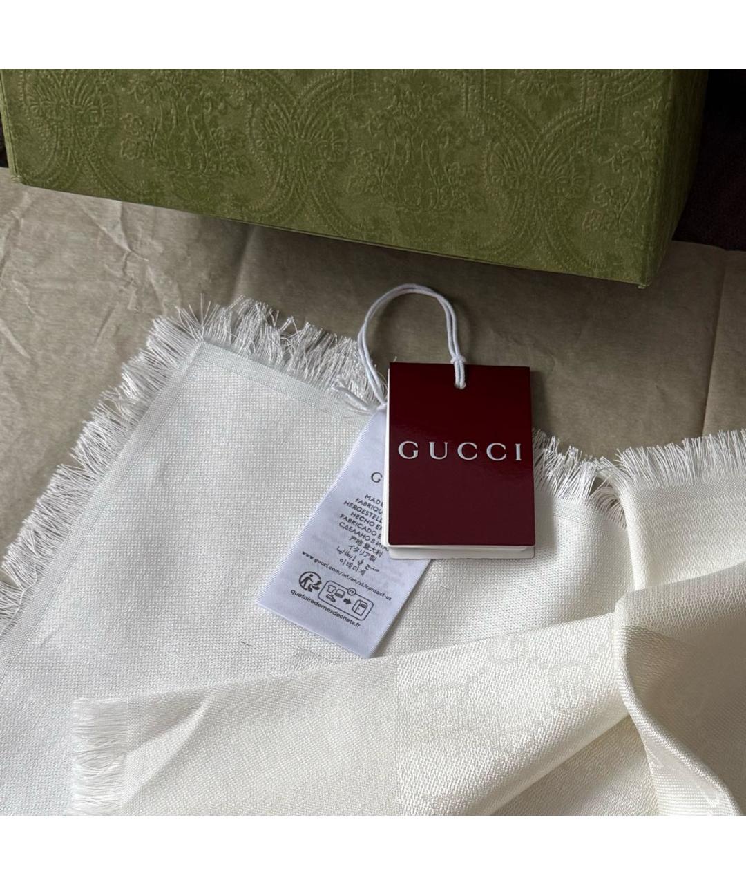 GUCCI Белый хлопковый платок, фото 3