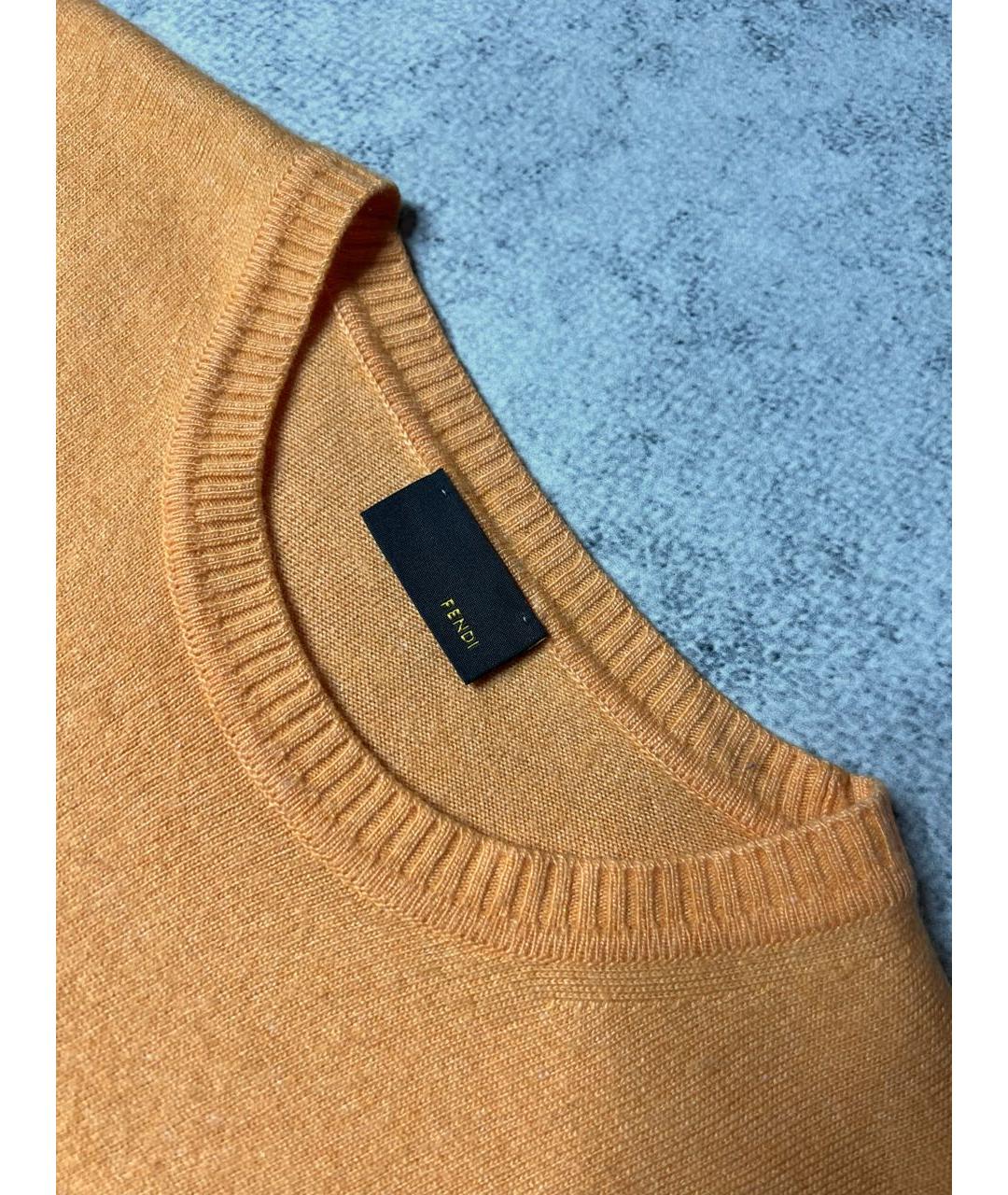 FENDI Оранжевая шерстяная футболка, фото 4