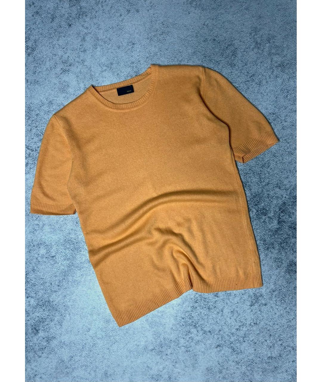 FENDI Оранжевая шерстяная футболка, фото 6