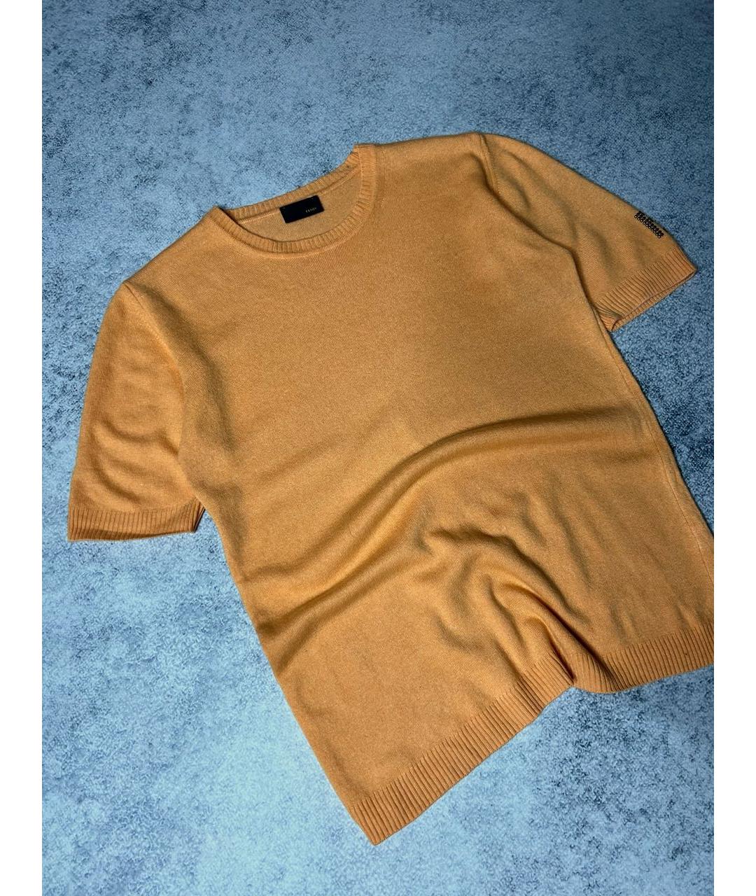 FENDI Оранжевая шерстяная футболка, фото 2