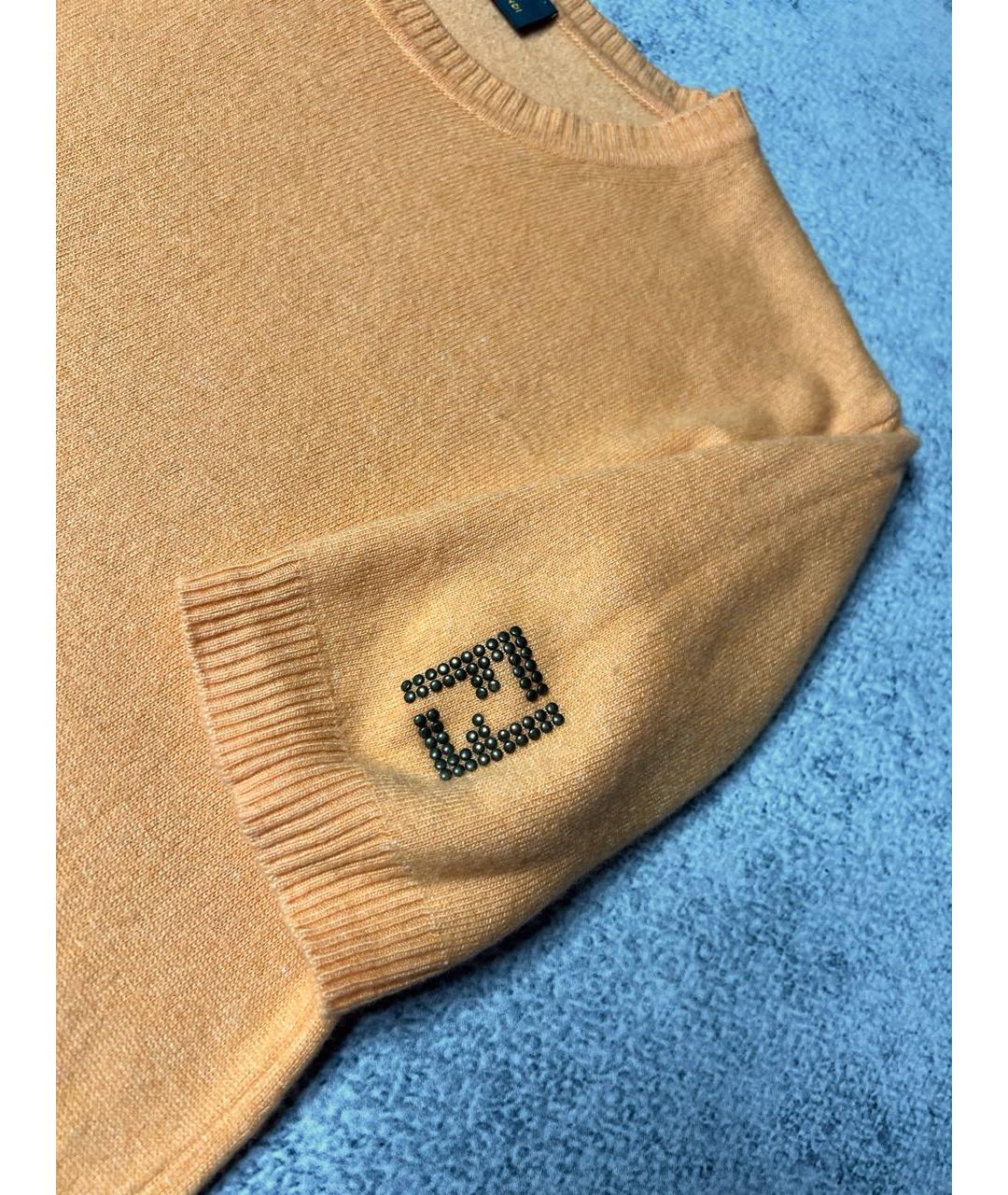 FENDI Оранжевая шерстяная футболка, фото 5