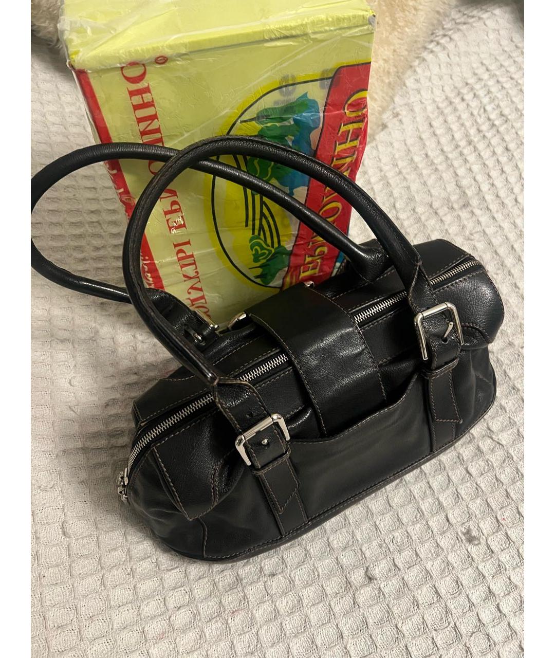 DOLCE&GABBANA Черная кожаная сумка с короткими ручками, фото 4