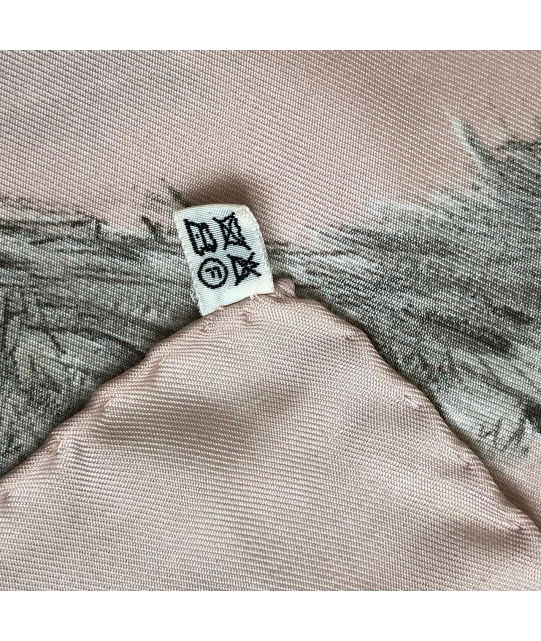 HERMES Розовый шелковый платок, фото 3