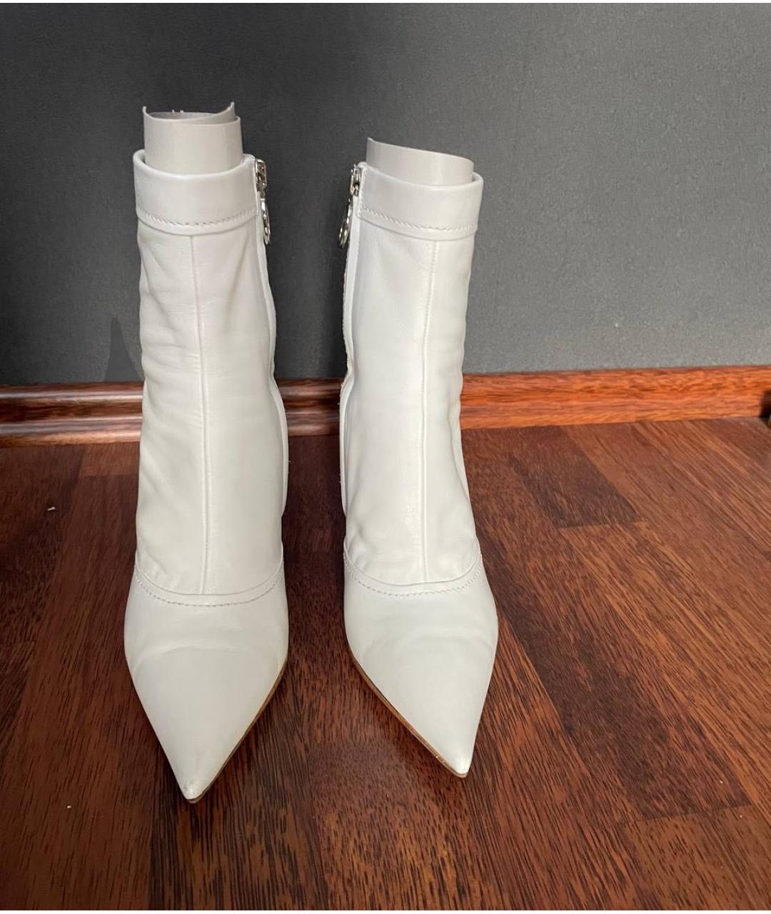 SERGIO ROSSI Белые кожаные ботильоны, фото 2