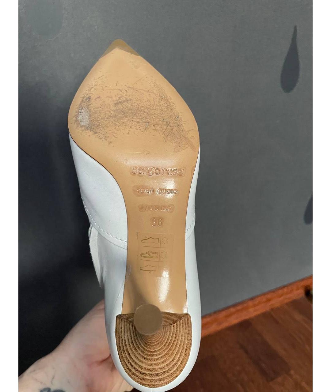 SERGIO ROSSI Белые кожаные ботильоны, фото 4