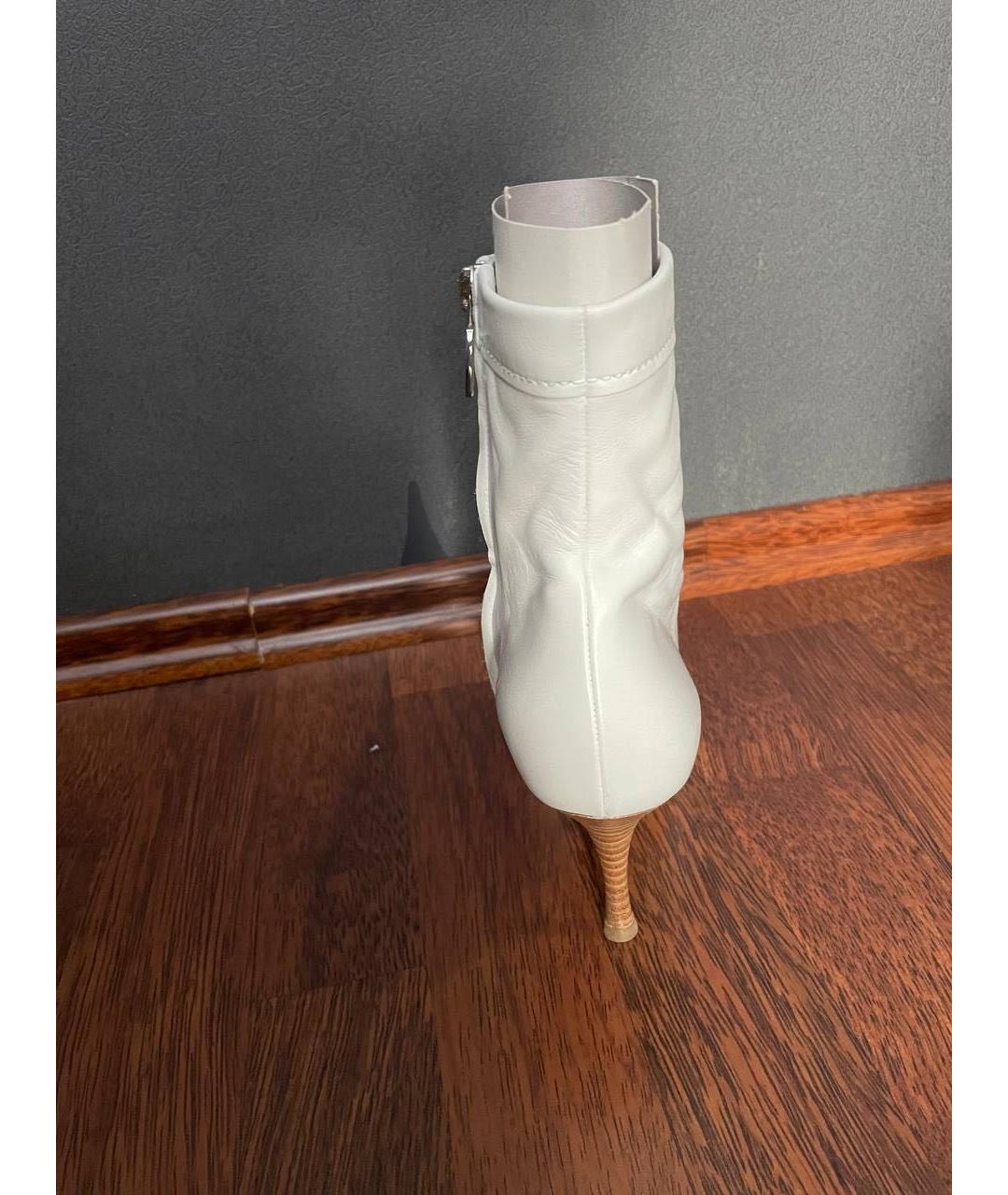 SERGIO ROSSI Белые кожаные ботильоны, фото 3