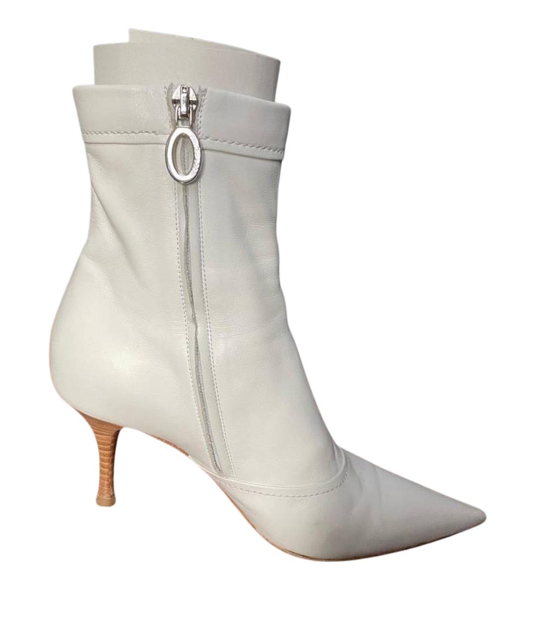 SERGIO ROSSI Белые кожаные ботильоны, фото 1