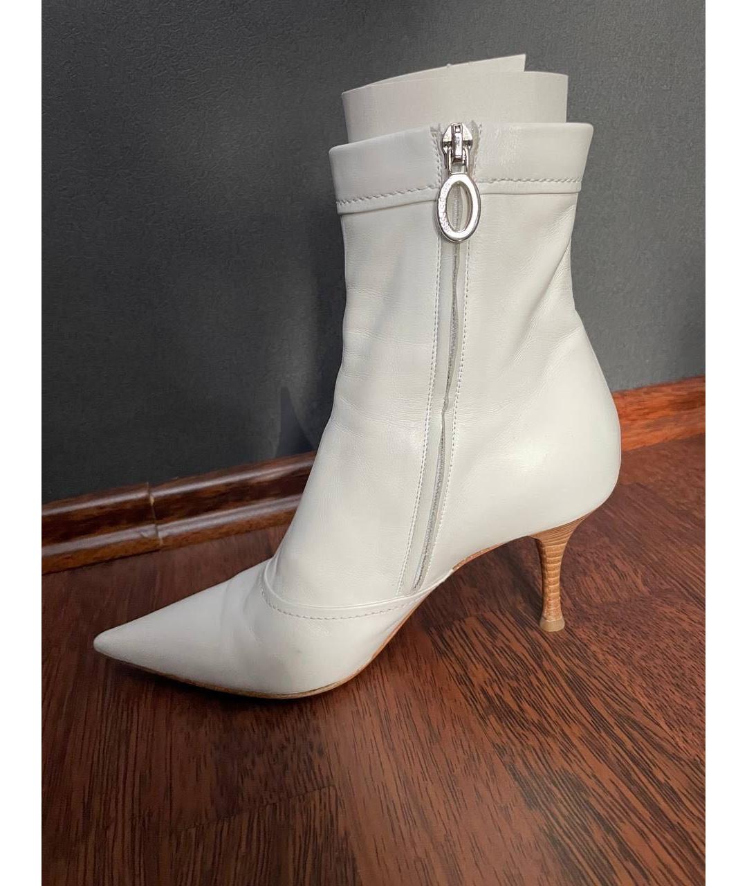 SERGIO ROSSI Белые кожаные ботильоны, фото 6