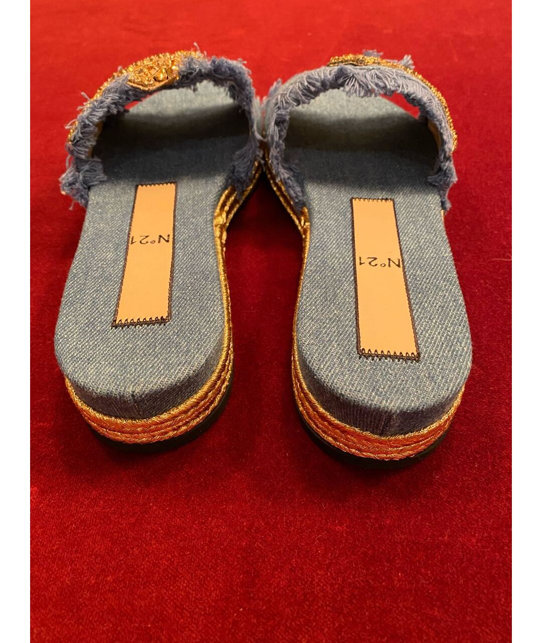 NO. 21 Голубые текстильные шлепанцы, фото 3