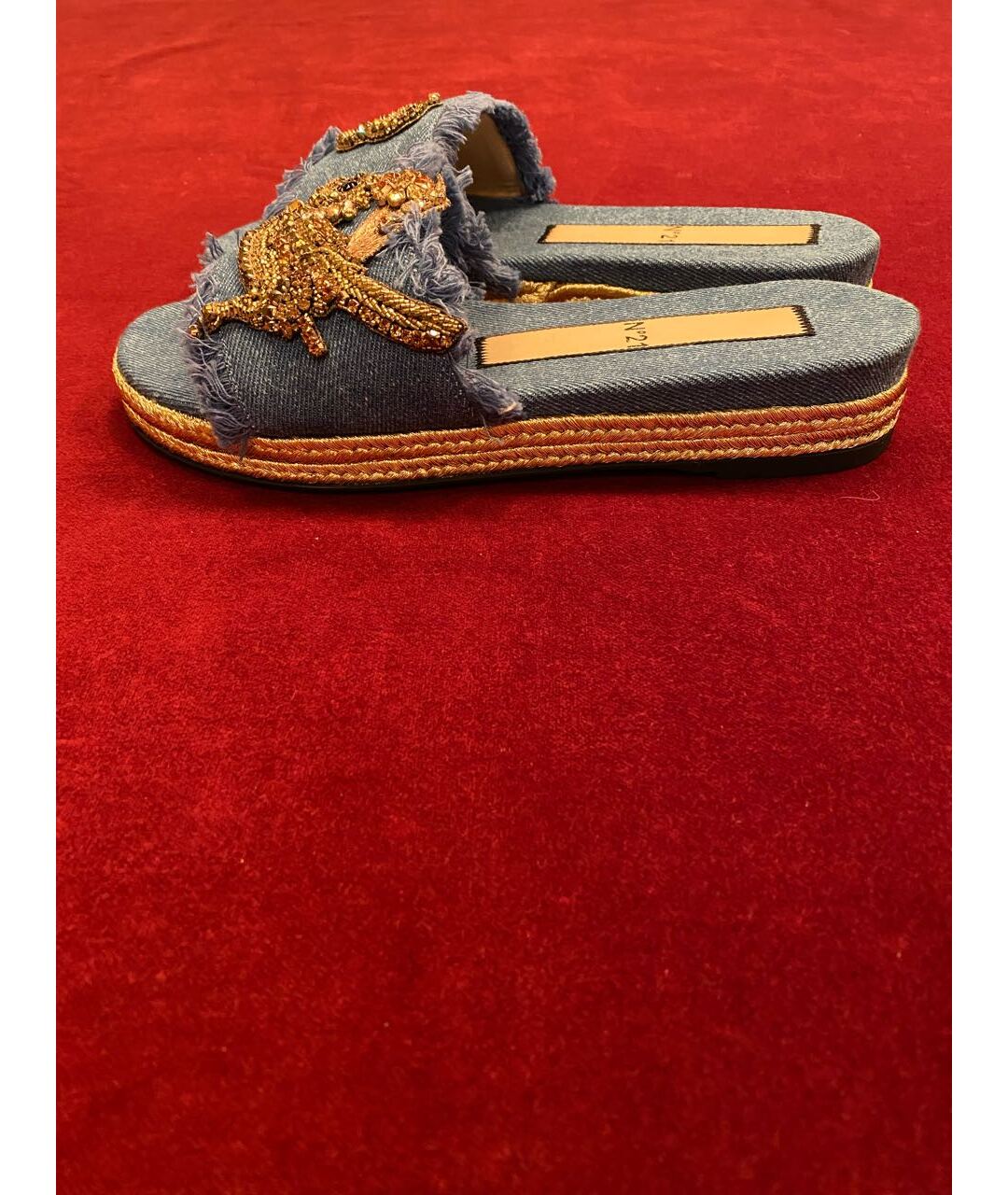 NO. 21 Голубые текстильные шлепанцы, фото 4