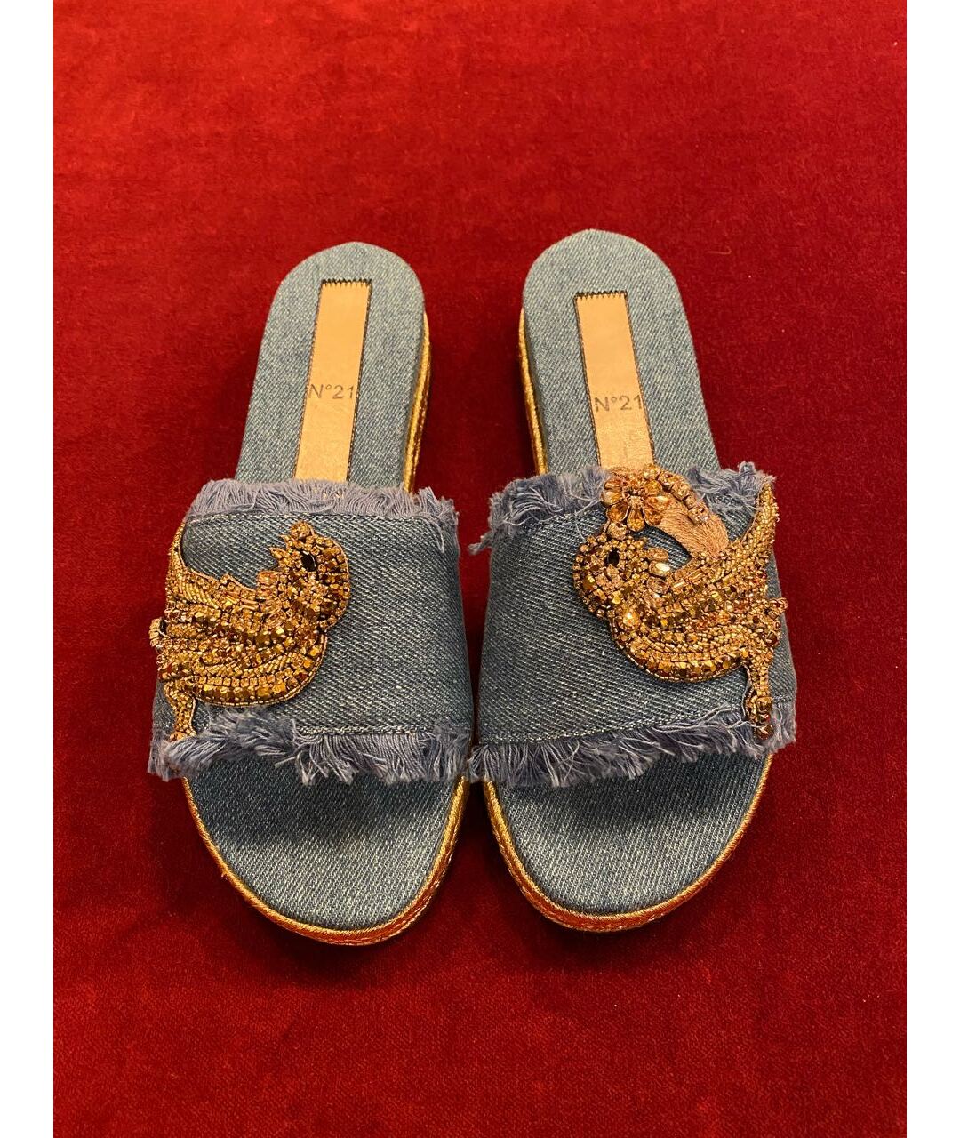 NO. 21 Голубые текстильные шлепанцы, фото 2