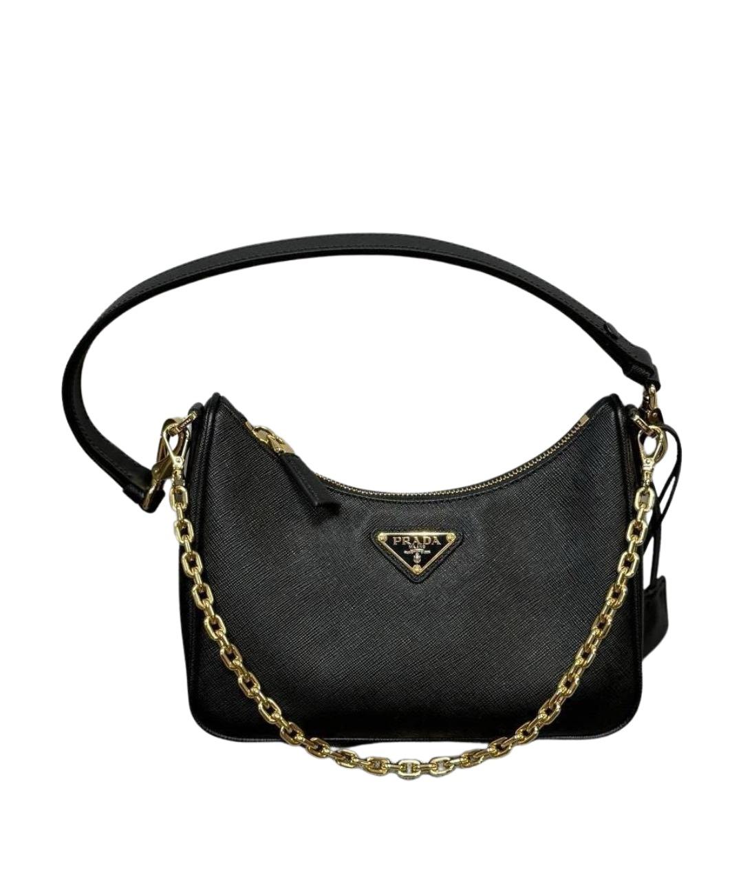 PRADA Черная кожаная сумка с короткими ручками, фото 1