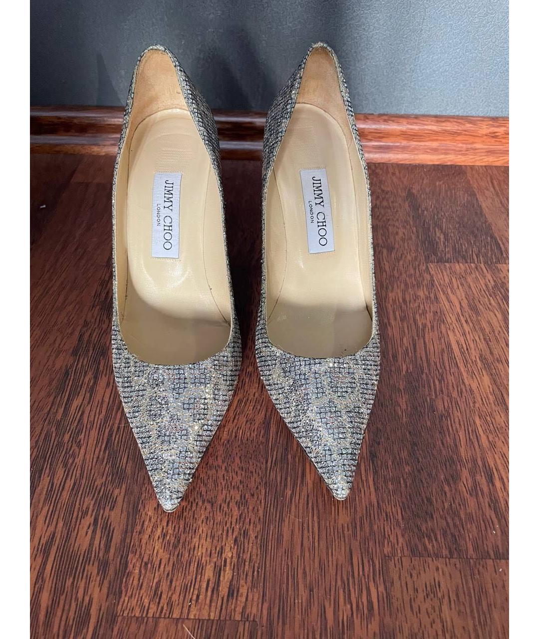 JIMMY CHOO Серебряные кожаные туфли, фото 2