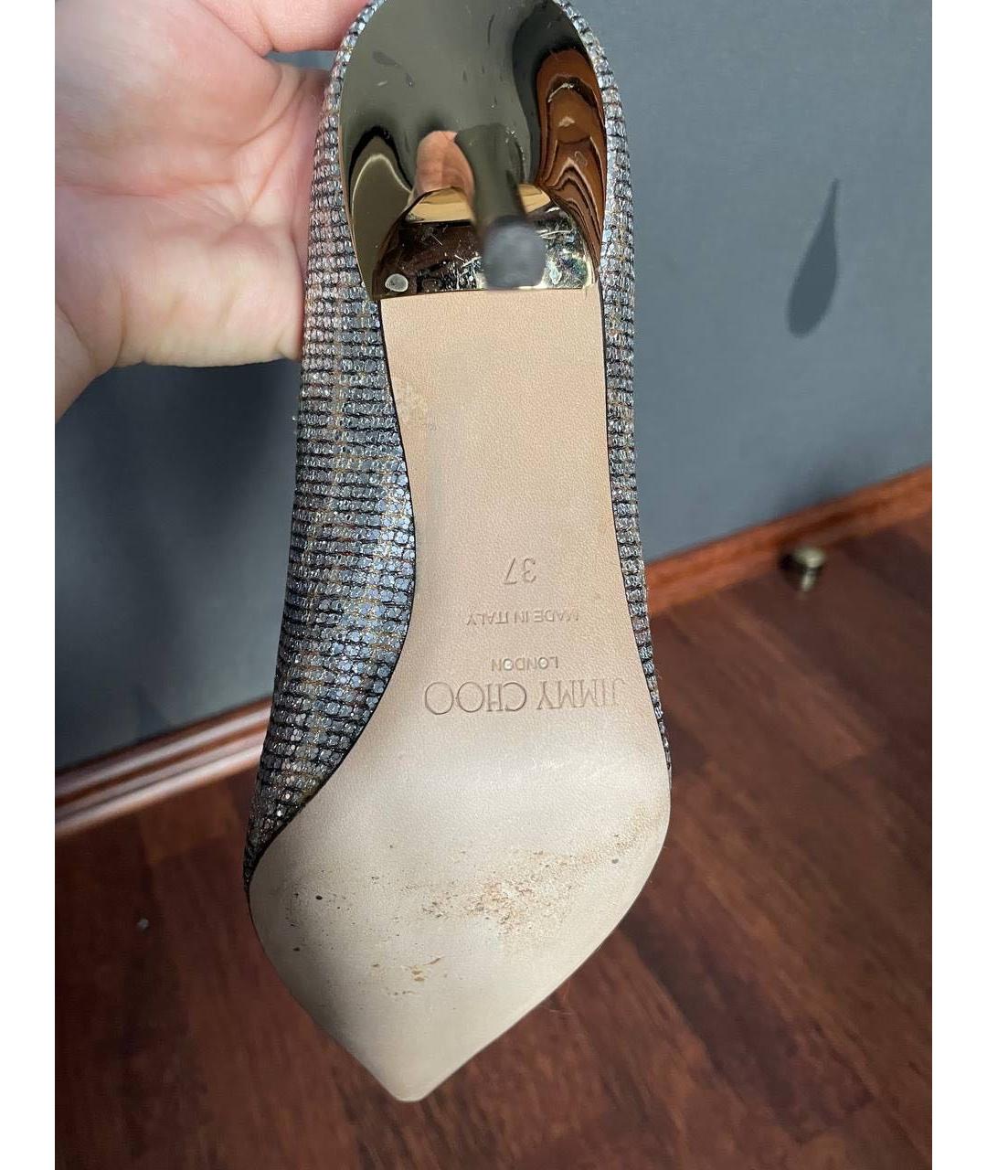 JIMMY CHOO Серебряные кожаные туфли, фото 4