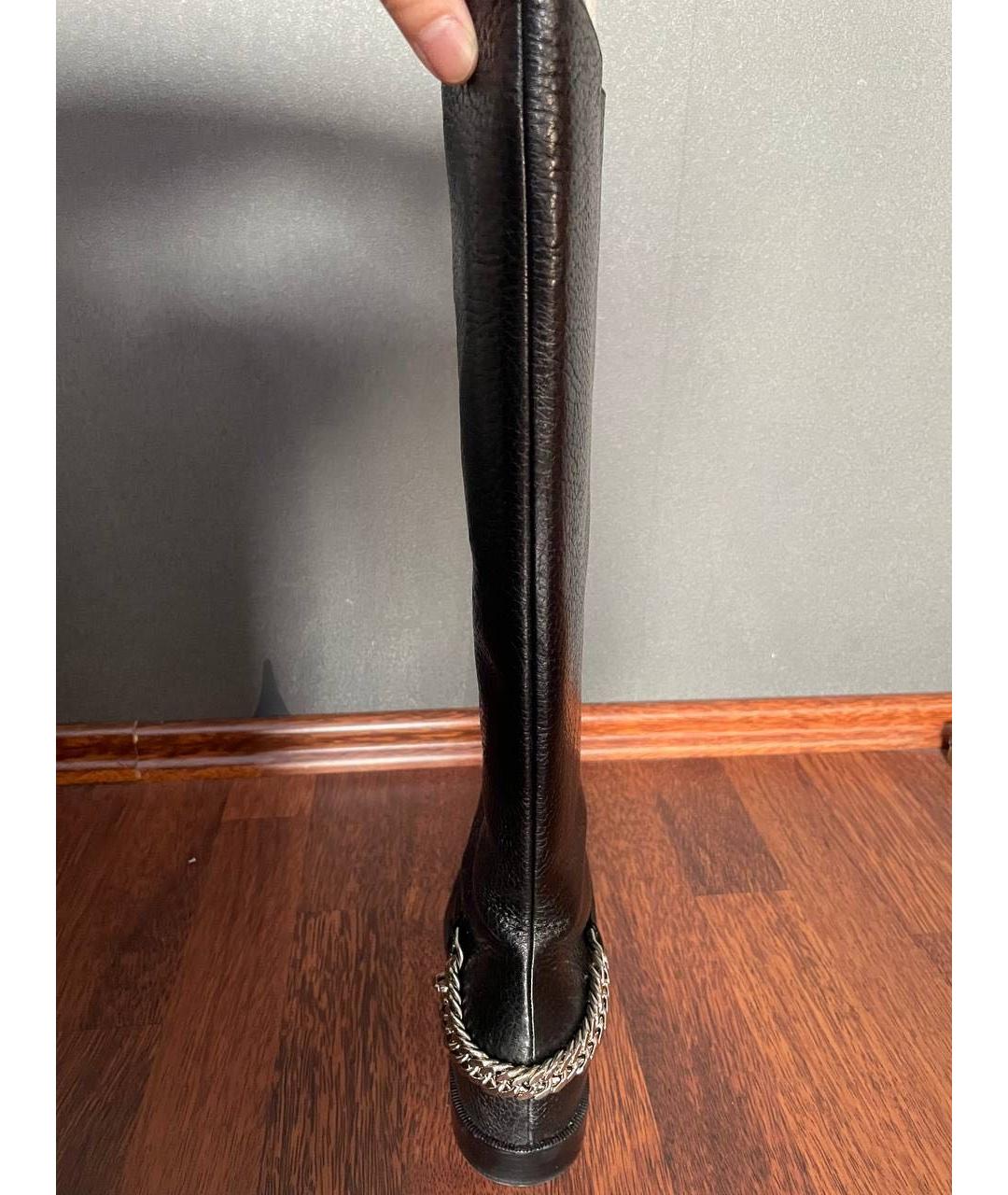 CHRISTIAN LOUBOUTIN Черные кожаные сапоги, фото 3