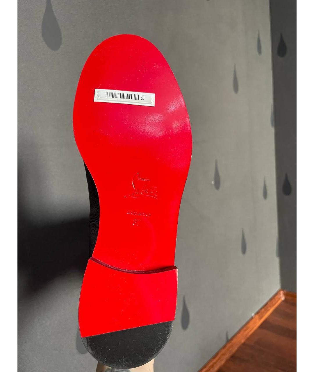 CHRISTIAN LOUBOUTIN Черные кожаные сапоги, фото 4