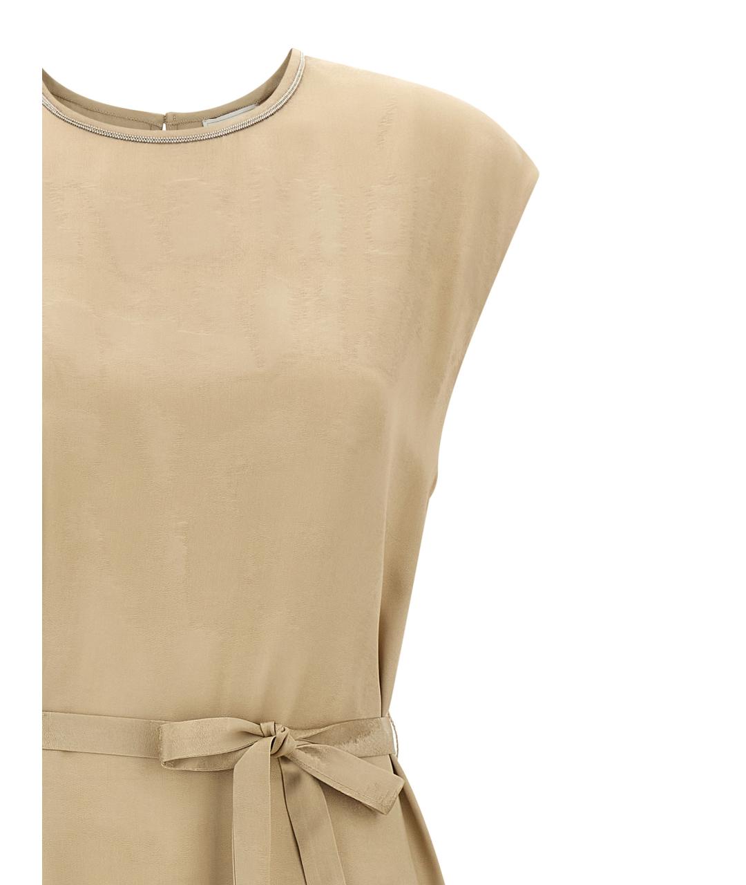 PESERICO Бежевое вискозное повседневное платье, фото 3