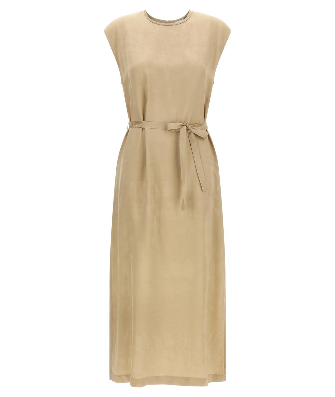 PESERICO Бежевое вискозное повседневное платье, фото 1