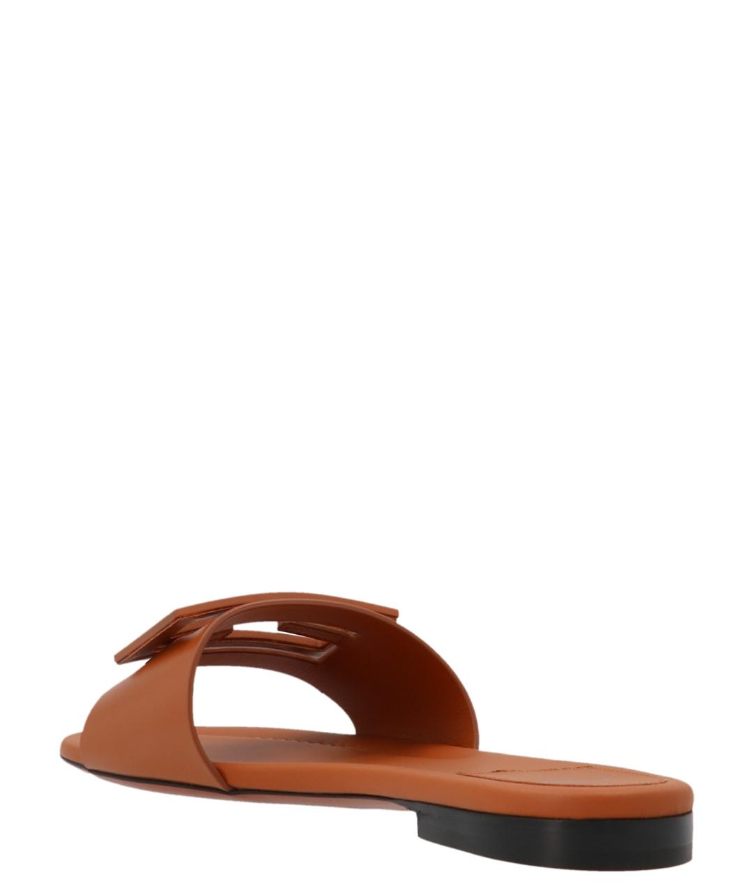 FENDI Коричневые кожаные шлепанцы, фото 3