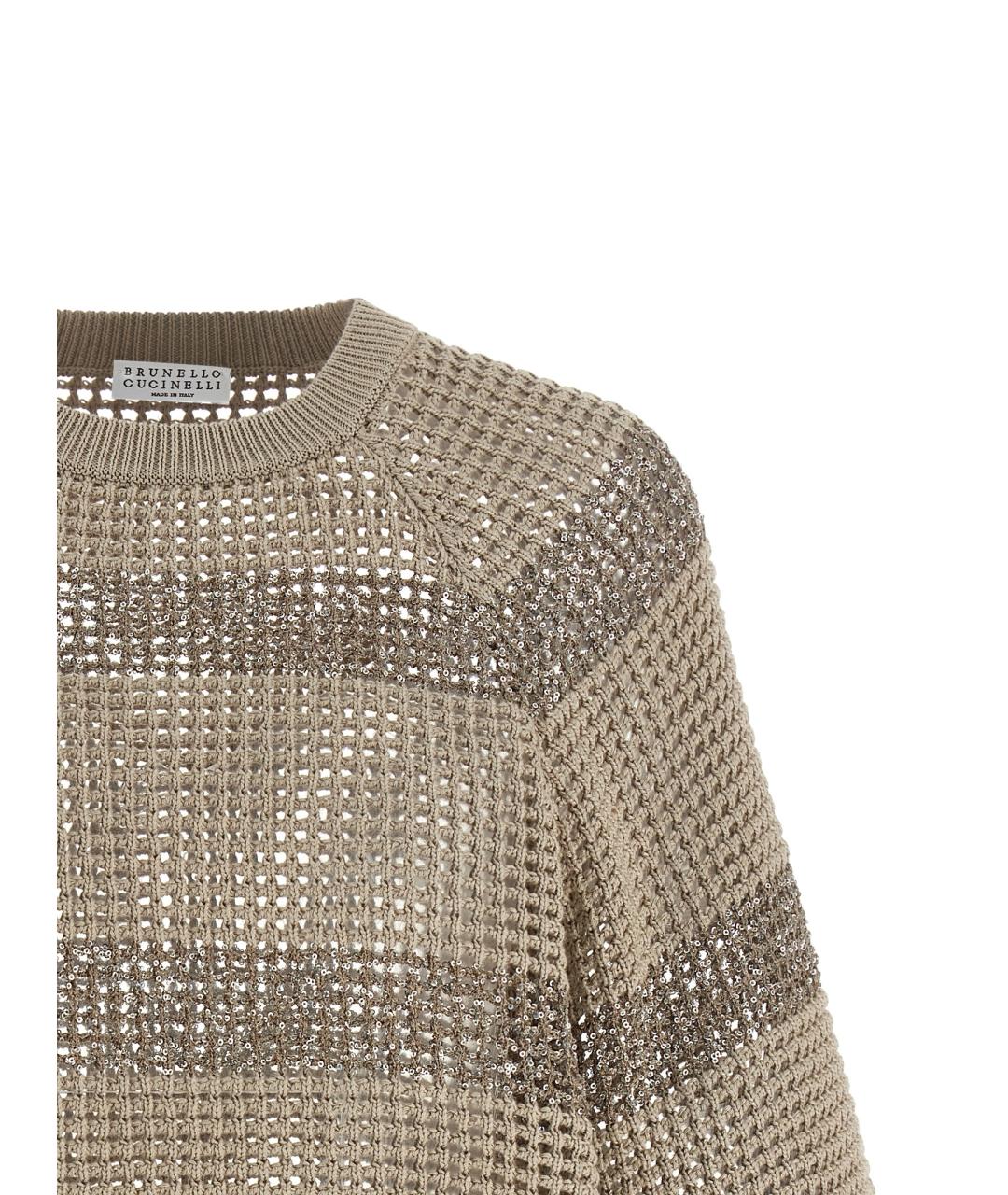 BRUNELLO CUCINELLI Бежевый хлопковый джемпер / свитер, фото 3