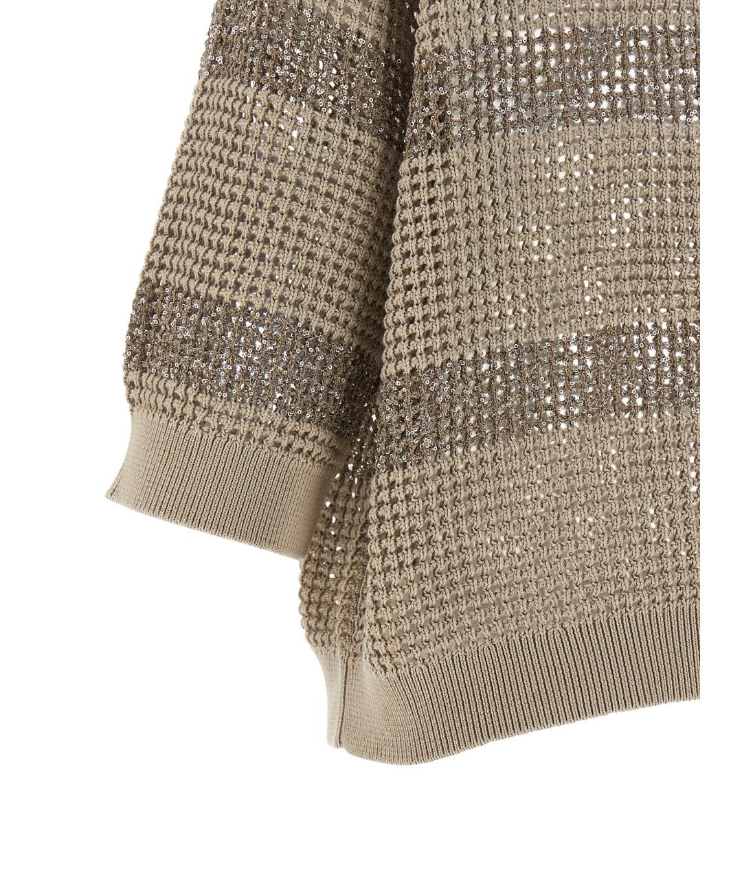 BRUNELLO CUCINELLI Бежевый хлопковый джемпер / свитер, фото 4