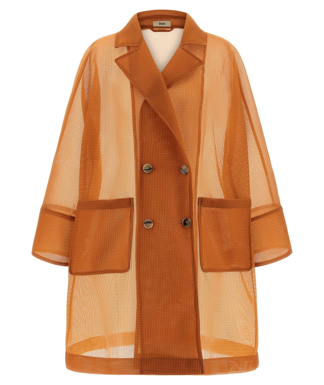 HERNO Оранжевый полиэстеровый тренч/плащ, фото 1