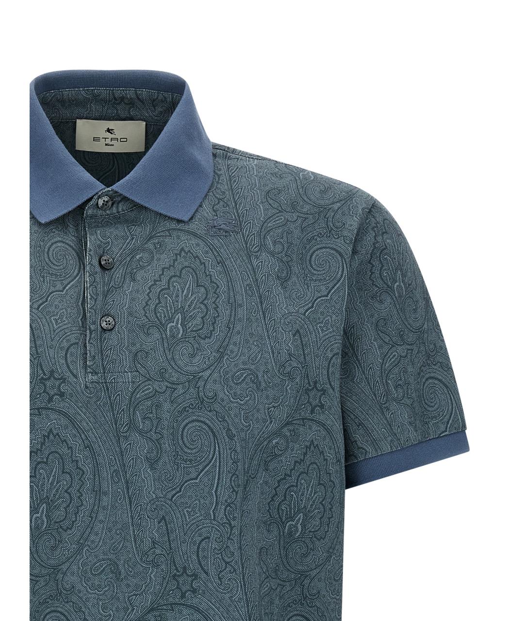 ETRO Синее хлопковое поло с коротким рукавом, фото 3
