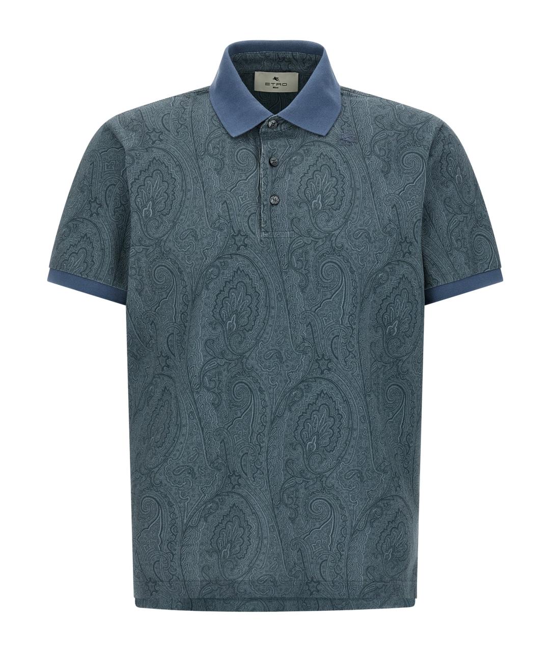 ETRO Синее хлопковое поло с коротким рукавом, фото 1