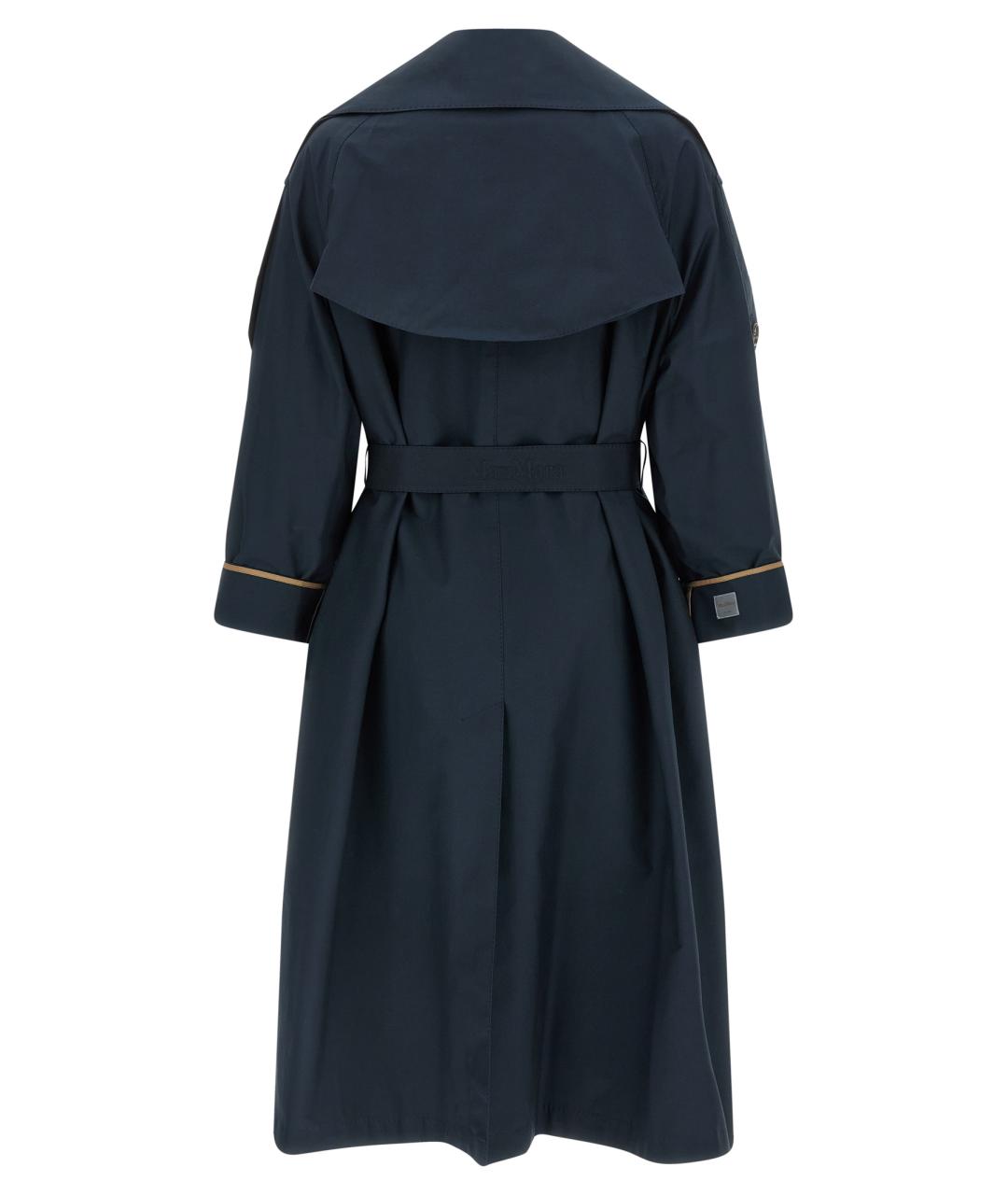 MAX MARA Синий хлопковый тренч/плащ, фото 2