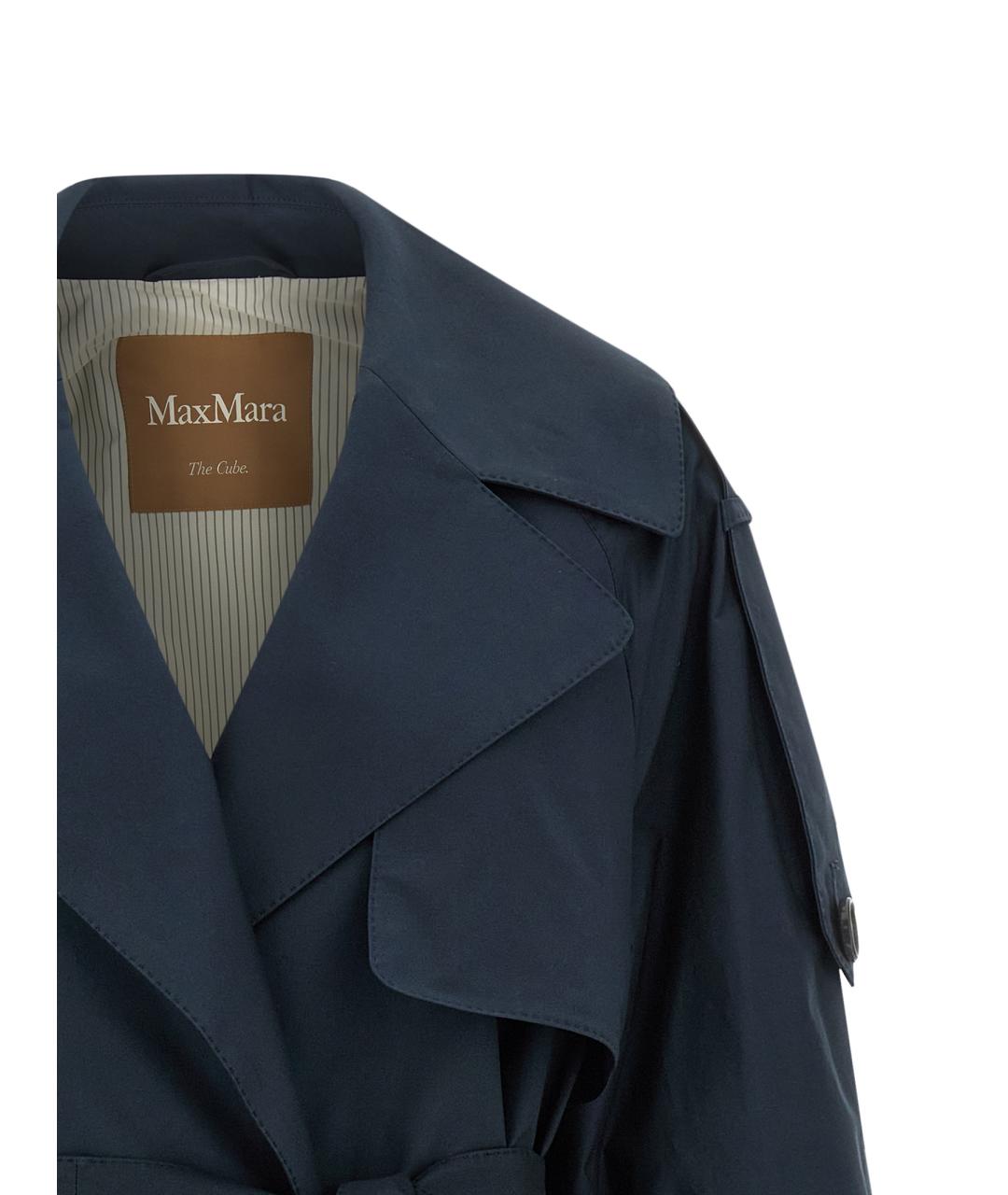 MAX MARA Синий хлопковый тренч/плащ, фото 3