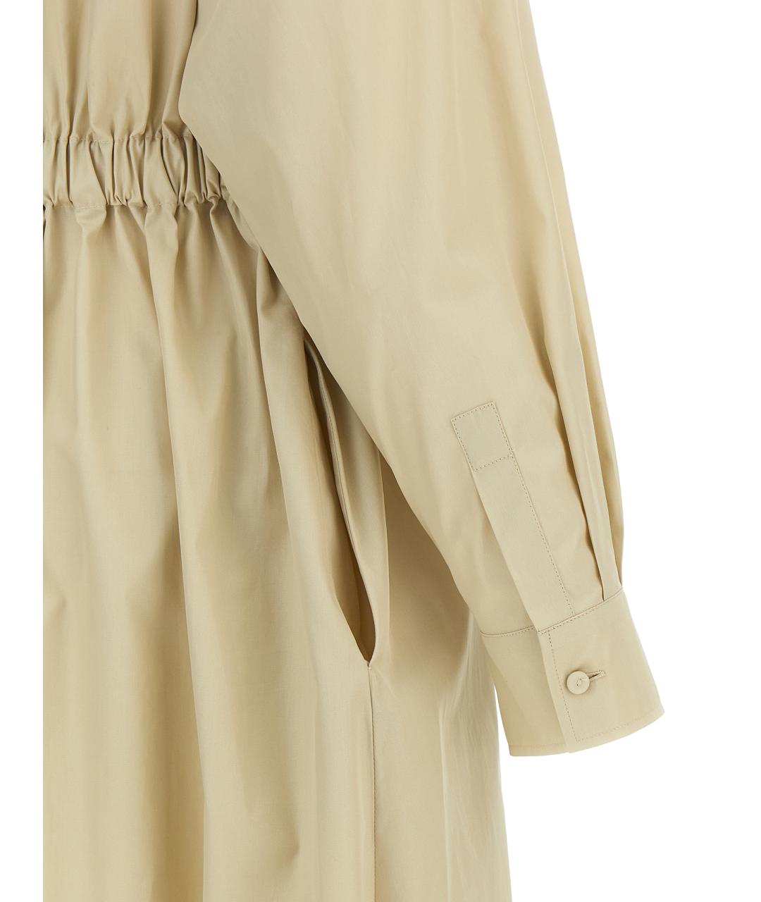 MAX MARA Бежевое хлопковое повседневное платье, фото 4