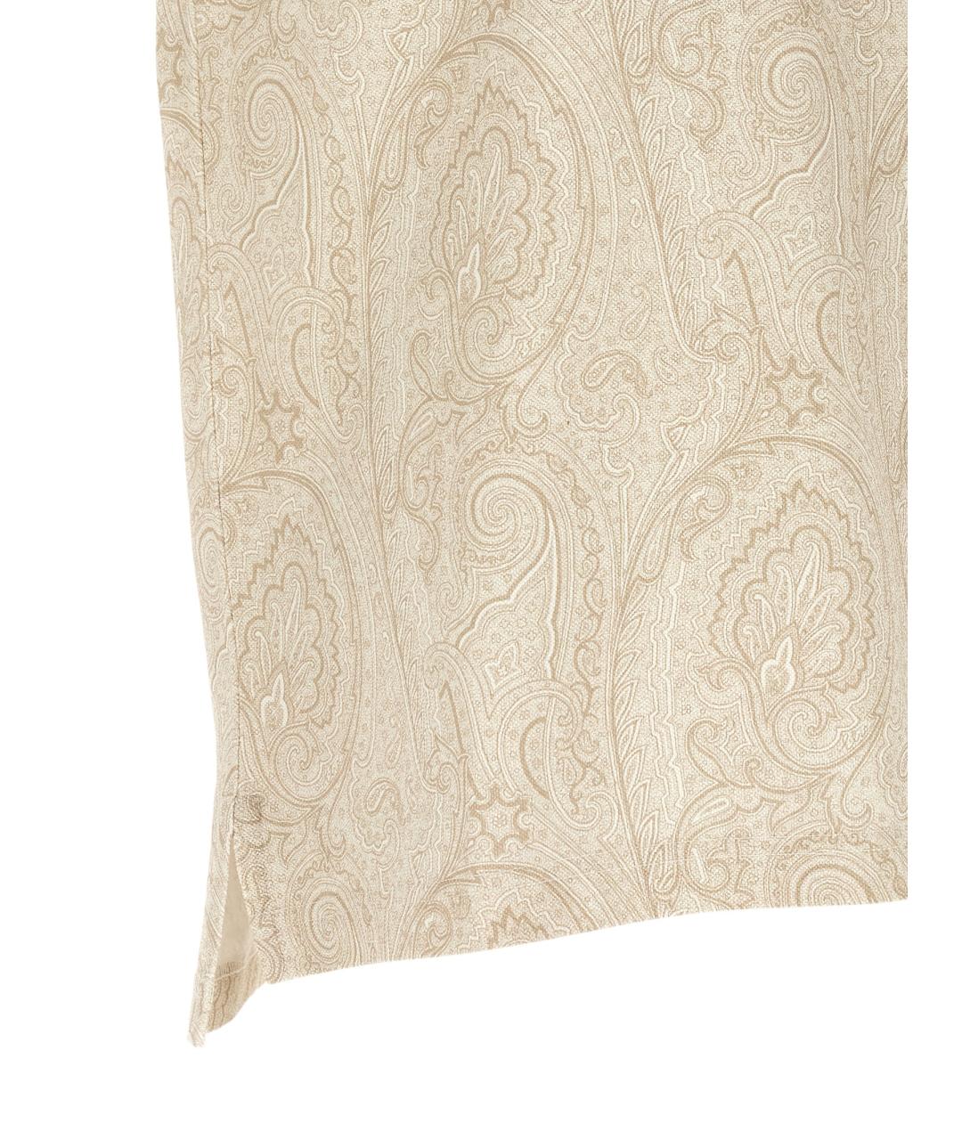 ETRO Бежевое хлопковое поло с коротким рукавом, фото 4