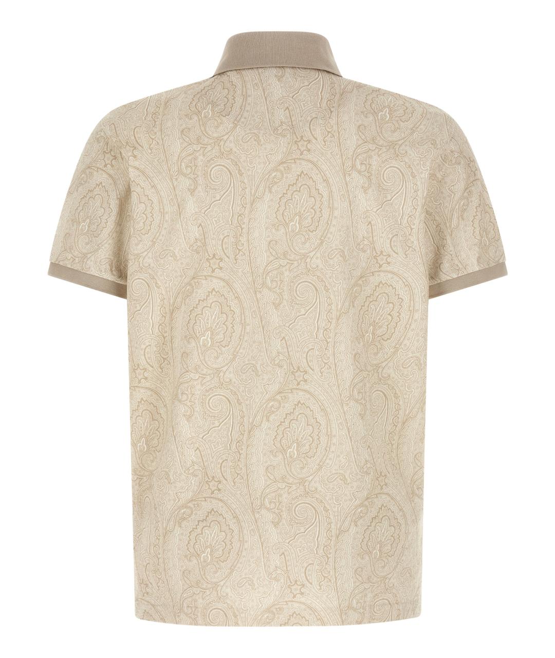 ETRO Бежевое хлопковое поло с коротким рукавом, фото 2
