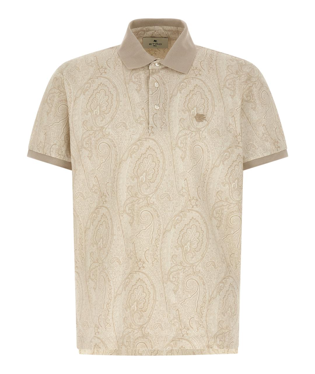 ETRO Бежевое хлопковое поло с коротким рукавом, фото 1