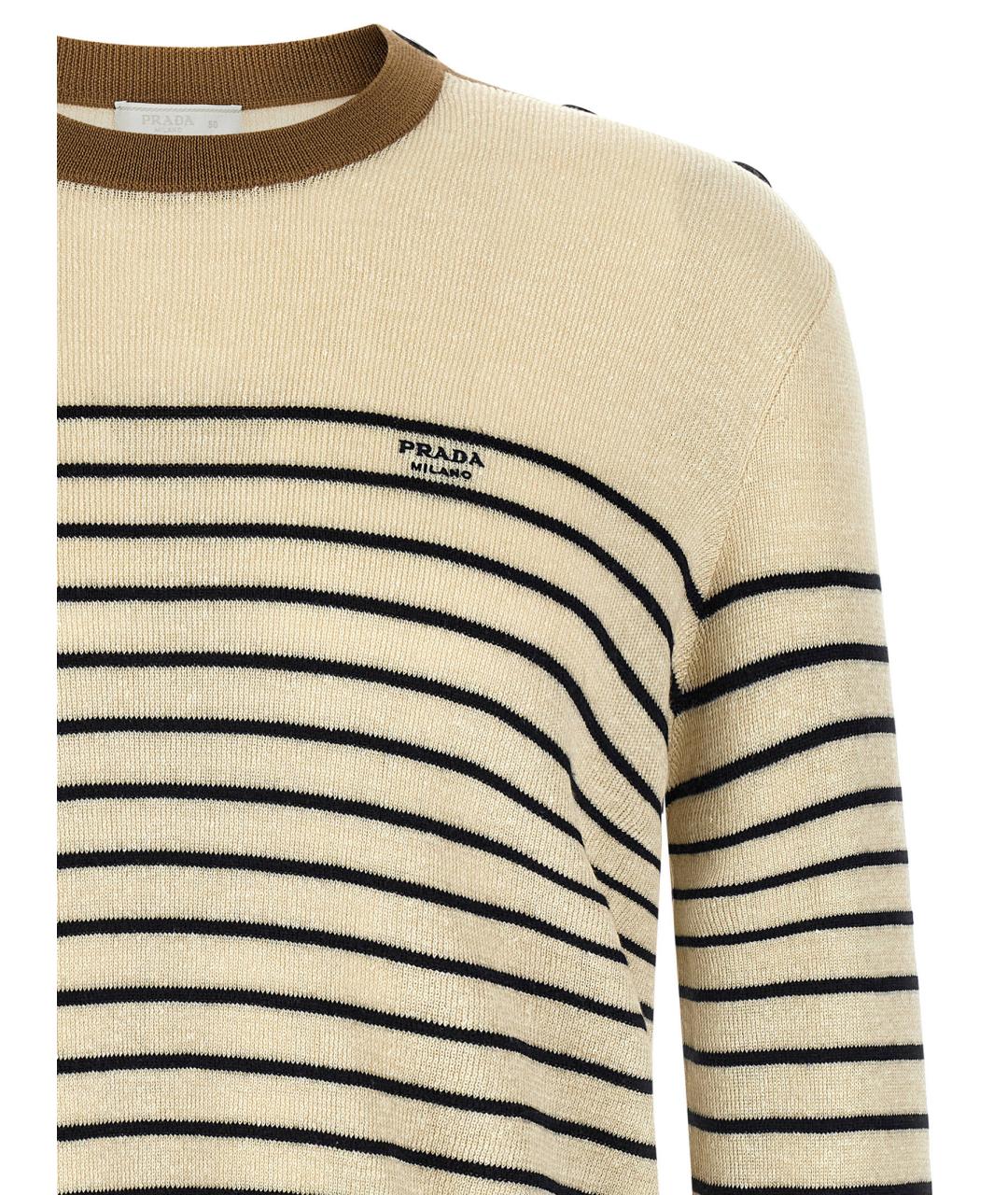 PRADA Бежевый льняной джемпер / свитер, фото 3