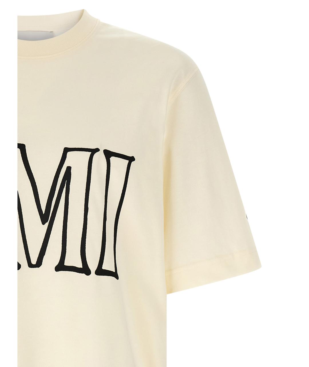 Ami Paris Бежевая хлопковая футболка, фото 3