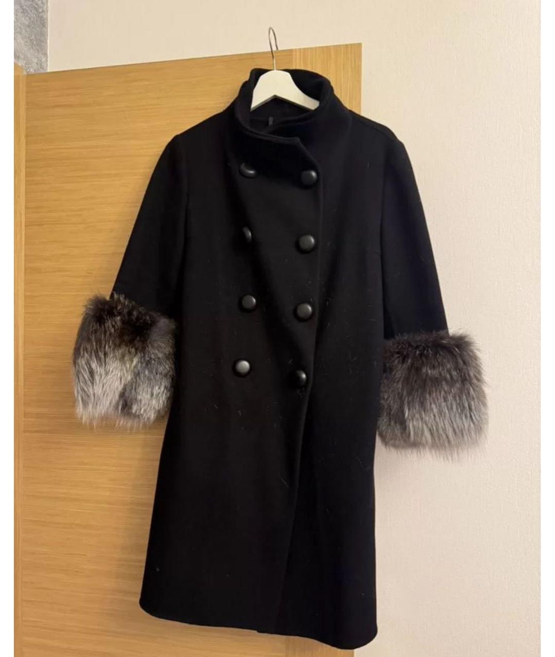 ERMANNO SCERVINO Черное шерстяное пальто, фото 5