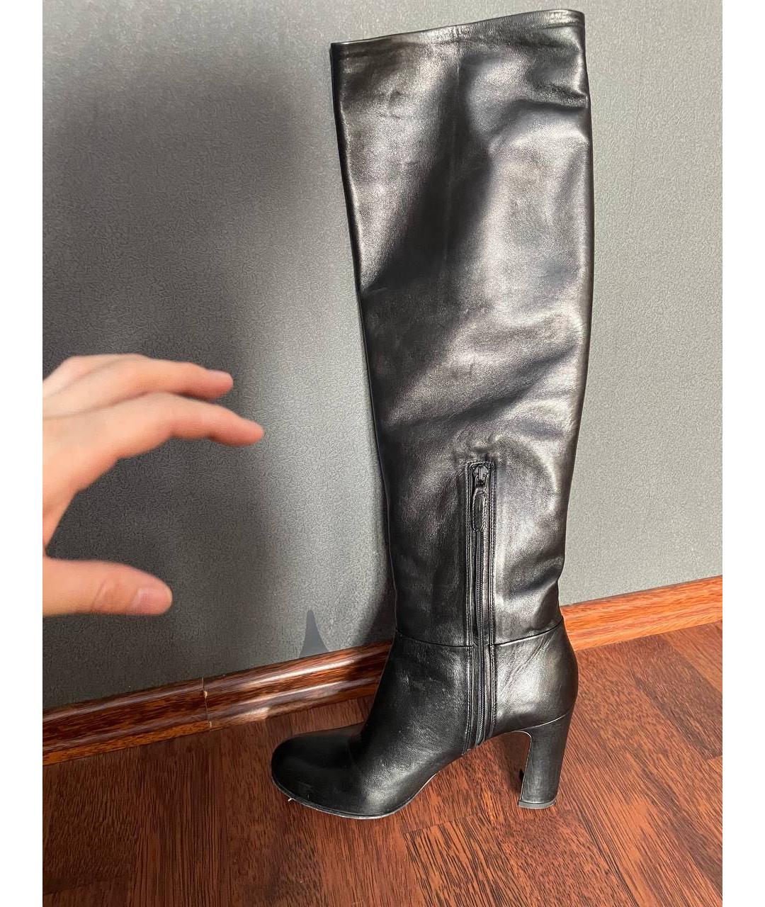 PRADA Черные кожаные сапоги, фото 4