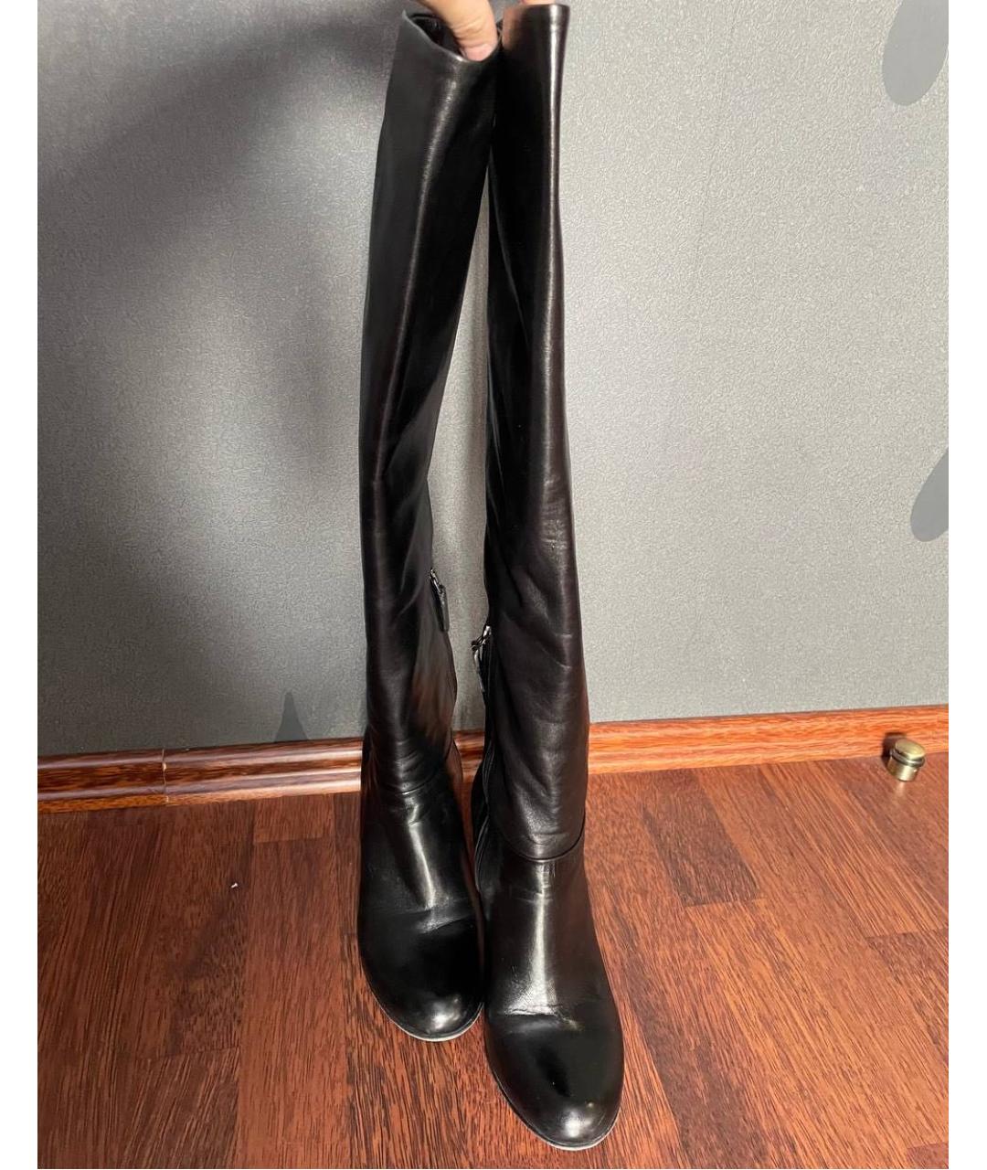 PRADA Черные кожаные сапоги, фото 2