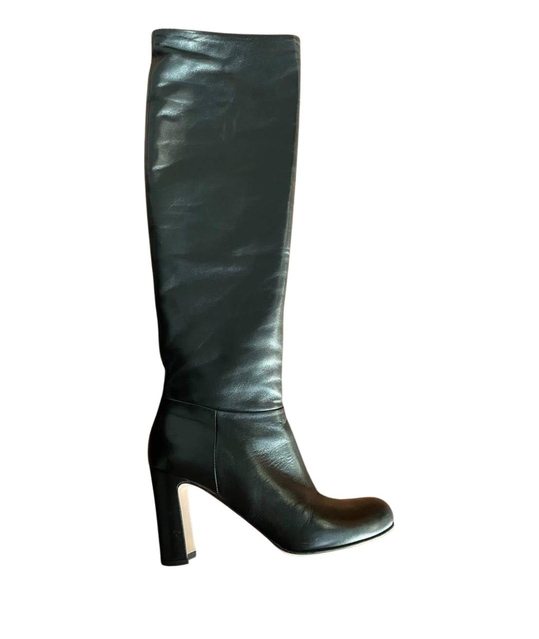 PRADA Черные кожаные сапоги, фото 1