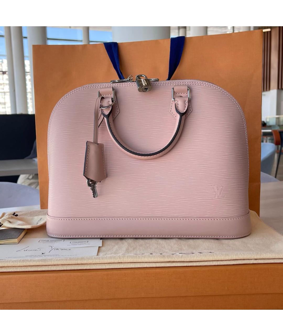 LOUIS VUITTON Розовая кожаная сумка с короткими ручками, фото 3